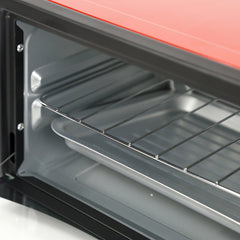 Multi-Function Electric Oven | 12L Mini Air Fryer Chicken Oven | Portable Tabletop Baking Oven with Bakeware & Rack | Stylish Red Compact Cake Oven