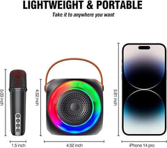 All-In-One Karaoke Machine | Bluetooth Speaker with UHF Wireless Microphones & LED Disco Ball Lights