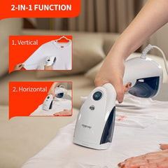 Portable Vertical Steam Iron – 1100W Handheld Garment Steamer with 200ml Tank, Continuous 28g/min Steam, and Double Brush Head for Home & Travel