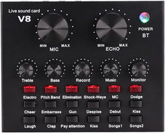 V8 Sound Card for Live Streaming – Bluetooth Voice Changer & Audio Mixer with 1200mAh Battery | Ideal for Podcasting, Karaoke, Gaming & Music Recording