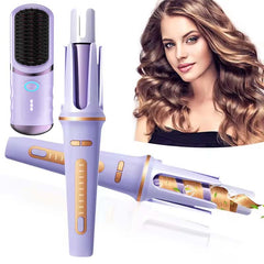 2-in-1 Electric Hair Styler – Rotating Curling Iron & Straightener Brush with Negative Ion Technology, Fast Heating, Frizz Control & Smooth Styling Tool (Multi-Colour)