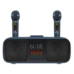 S39 Karaoke Speaker | Dual Horns with Wireless Dual Microphones | All-in-One Bluetooth Karaoke System for Mobile & TV Entertainment (Black)