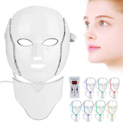 7-LED Whitening Face Mask | Advanced Optical Therapy Skin Care Device | Rejuvenating Light Treatment Mask for Glowing, Radiant Skin (White/Black, 230x200mm)