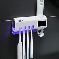 3-in-1 Intelligent Photosensitive Toothpaste Dispenser | Wall Mounted USB Rechargeable Solar Power Toothbrush Holder (White) | Automatic Dispensing & Storage