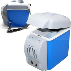 Compact 12V 7.5L Mini Car Fridge | Dual Cooler & Warmer Box, Portable Travel Refrigerator in Blue for Road Trips, Camping & Outdoor Activities