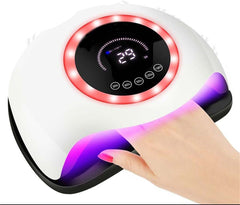 UV LED 168W Nail Lamp | Professional Nail Dryer with 42 LEDs for Gel Polish, Fast Curing with 4 Timer Settings, Colorful LED Ring & Smart Sensor for Salon & Home