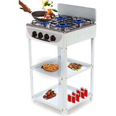 4-Burner Stainless Steel Gas Stove – Auto Ignition LPG Stove for Home & Outdoor Use | Durable, Energy-Efficient & Easy-to-Clean White Design