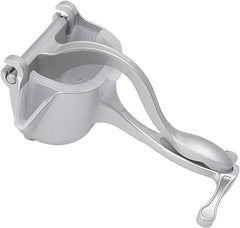 Silver Efficient Non-Lemon Fruit Presser – Manual Aluminum Alloy Juice Squeezer with Dual Funnels, Easy Wash Design for Maximum Extraction from Oranges, Pomegranates & More