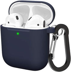 Soft Silicone Protective Case for AirPods 1 & 2 | Midnight Blue Cover with Front LED Visibility | Durable, Stylish & Scratch-Resistant Design