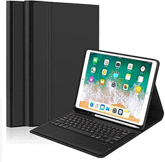 Ultra-Thin iPad Keyboard Case | Wireless Detachable Bilingual Arabic-English Keyboard, PU Leather, Smart Magnetic Stand & Pen Slot