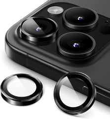 iPhone 16/17 Pro Max Camera Lens Protector 3-Pack | 9H Tempered Glass with Aluminum Alloy Ring | Anti-Scratch HD Clear Cover – Black Finish