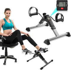 Mini Exercise Bike | Compact Arm & Leg Pedal Exerciser with LCD Monitor | Adjustable Resistance, Foldable Design for Home, Office, and Fitness Therapy