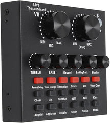 V8 Sound Card for Live Streaming – Voice Changer & Mixer with 1200mAh Battery