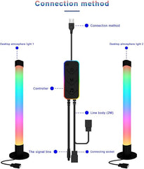 Smart LED Light Bar RGB Lights | Bluetooth App Remote Control, 3-in-1 16 Million Colors, TV Backlight for Room, Movies, PC, Gaming Setup - 2PCS