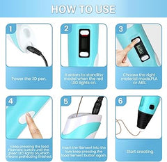 3D Pen Upgrade – Intelligent 3D Printing Pen with LCD Display & Automatic Filament Feeding | Includes 12 PLA Color Refills | Perfect Creative Gift for Kids