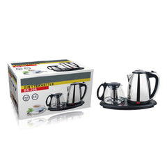 1800W 220V 2-in-1 Electric Kettle and Tea Maker with Tray | Stainless Steel, Automatic Shut-Off, 1.8L Capacity for Tea and Coffee Brewing, Ideal for Home, Office, Hotel