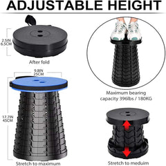 Portable Telescopic Stool – Lightweight Folding Seat with 397lb Capacity, Adjustable Height & Compact Design for Camping, Fishing, Hiking, Outdoor Adventures & Travel