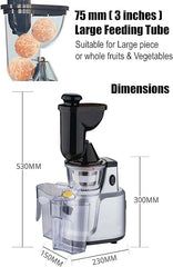 Cold Pressed Whole Slow Juicer Machine | 48 RPM Slow Pressed Juicer, 240-Watt Powerful Motor for All Fruits and Vegetables
