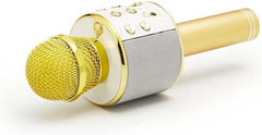 Golden Wireless Karaoke Microphone | Bluetooth, AUX, USB Connectivity | Portable Handheld Mic for Kids & Adults | 5.5 Hours Battery Life | Home Party Speaker