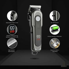 Pro Cordless Hair Clipper – 6500 RPM Rotary Motor, 240-Minute Runtime, Digital Display & Taper Lever for Professional Haircuts, Fades, Beard Trimming & Men’s Grooming (Multi-Colour)