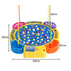 Fishing Game Electronic Musical Rotating Toy - 45 Fish & 4 Rods, Interactive Learning Game for Kids, Fun Family Play & Birthday Gift (Blue)
