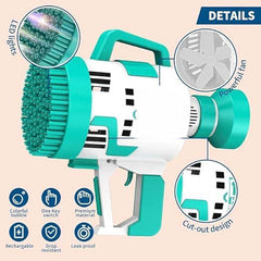 108 Holes Bubble Machine Gun – High-Power Electric Bubble Blower with LED Lights, Rechargeable Design for Kids & Adults, Perfect for Outdoor Summer Fun and Parties