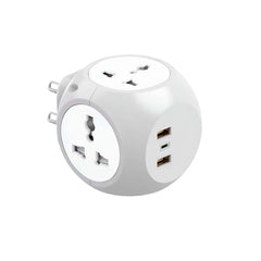 7-in-1 Multi Plug Extension Adapter with 4-Way Wall Outlet, Fast Charging USB Ports, Compact Cordless Power Extender for Home, Office, Travel Use