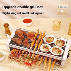 Electric Smokeless Grill – Nonstick Indoor Griddle Pan for Frying, Baking, Stewing with Adjustable Temperature, Easy to Clean, White Finish for Healthy Cooking