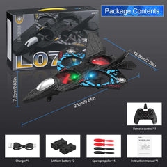 RC Aeroplane 2.4GHz Remote Controlled Fighter Plane | L0712 Quadcopter Floating Aeroplane with LED Lights, USB Rechargeable, Ready-to-Fly for Beginners, Kids, Adults
