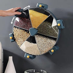 Wall-Mounted 6-Grid Dry Food Dispenser | Cereal, Rice, Candy, Coffee Bean, Snack, and Grain Storage Container