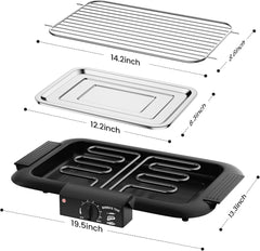 Smokeless Indoor/Outdoor Electric Grill – Portable Tabletop BBQ Grill with Adjustable Temperature, Non-Stick Surface, Easy Cleaning & Ideal for Home, Parties, and Outdoor Cooking