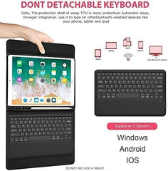 Ultra-Thin iPad Keyboard Case | Wireless Detachable Bilingual Arabic-English Keyboard, PU Leather, Smart Magnetic Stand & Pen Slot