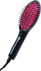 Simply Straight Ceramic Hair Straightening Brush | Quick Heat-Up Brush for Smooth, Shiny Hair | Safe and Damage-Free Styling (Black/Pink)