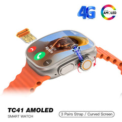TC41 Curve Smartwatch – 2.01" AMOLED Display, GPT AI Assistant, Bluetooth Calling, Wireless Charging, IP68 Waterproof Fitness & Health Tracker for Men & Women (Orange)