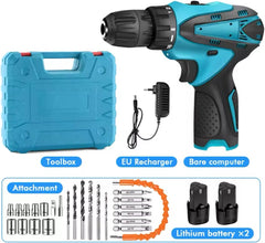 Cordless Drill Driver Set with Brushless Motor | Electric Screwdriver Kit with 2 Batteries & Carry Case | Powerful Lithium Drill for DIY, Home & Professional Repair Tasks