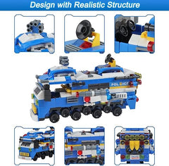 6-in-1 City SWAT Police Vehicle Building Blocks Set - 158-Piece DIY Construction Toy with Buildings & Character Figures for Kids 6+, Educational & Fun