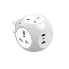 7-in-1 Multi Plug Extension Adapter – 4 Way Cordless Wall Extender with PD Fast Charging, Universal AC Outlets & USB Ports for Home, Office & Travel 100-250V
