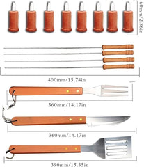 18-Piece BBQ Tool Set | Stainless Steel Grilling Accessories with Wooden Handles | Perfect Christmas or Birthday Gift for Men, Dad, and Women