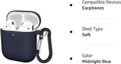 Soft Silicone Protective Case for AirPods 1 & 2 | Midnight Blue Cover with Front LED Visibility | Durable, Stylish & Scratch-Resistant Design