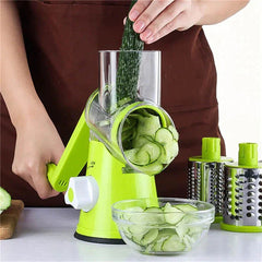 3-in-1 Manual Rotary Vegetable Drum Cutter – Multi-Purpose Slicer, Shredder & Grater for Fruits, Vegetables, Cheese & More | Efficient Hand Crank Kitchen Tool