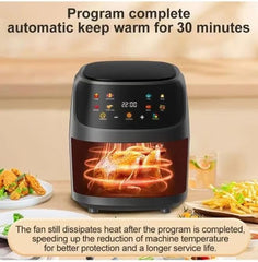 Multifunctional Digital Touch Air Fryer | 8L Large Capacity, 2400W Power | Oil-Free Healthy Cooking Appliance with Sleek Black Design for Home Kitchen