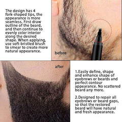 Waterproof Beard Filler Pen Kit | Contoured Beard Pen with Brush, Long-Lasting, Sweatproof Beard Pencil for Patchy Beard, Natural Look, Quick and Easy Grooming