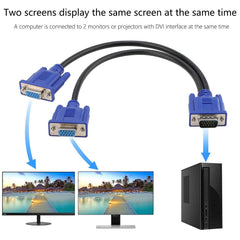 Dual VGA Splitter Cable – 1 Male to 2 Female Adapter for Dual Monitor Screen Duplication, High-Quality VGA Y Cable for PC, Laptop & Projector