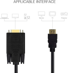 1.5 Meter WGL HDMI to VGA Cable | Male-to-Male Video Converter Adapter | Connect Laptop, LCD TV, Projector, Camera, DVD for Seamless HD Transmission