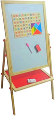 Kids Writing Board | Double-Sided Wooden Easel with Whiteboard & Chalkboard | Portable Height-Adjustable Drawing Stand for Art, Learning & Fun Activities