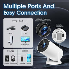 Mini Projector 2024 Upgraded | Native 1080P Support 4K, WiFi 6 & BT5.2, 180° Auto Keystone, Portable Outdoor Movie Projector with Dual Control