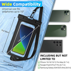 Waterproof Phone Pouch, IPX8 Waterproof Cell Phone Case for All Mobile Phones | Essential Dry Bag with Touchscreen-Friendly Design for Beach, Cruise, Swimming, and Outdoor Activities