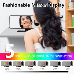 Projection Alarm Clock with 180° Rotatable Ceiling Projector, RGB LED Display, Dual Alarms, 5-Level Dimmer & Snooze Function – Sleek Black Design