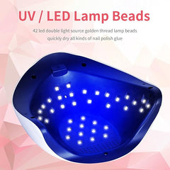 UV LED 168W Nail Lamp | Professional Nail Dryer with 42 LEDs for Gel Polish, Fast Curing with 4 Timer Settings, Colorful LED Ring & Smart Sensor for Salon & Home