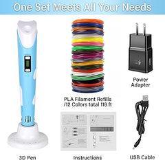 3D Pen Upgrade – Intelligent 3D Printing Pen with LCD Display & Automatic Filament Feeding | Includes 12 PLA Color Refills | Perfect Creative Gift for Kids